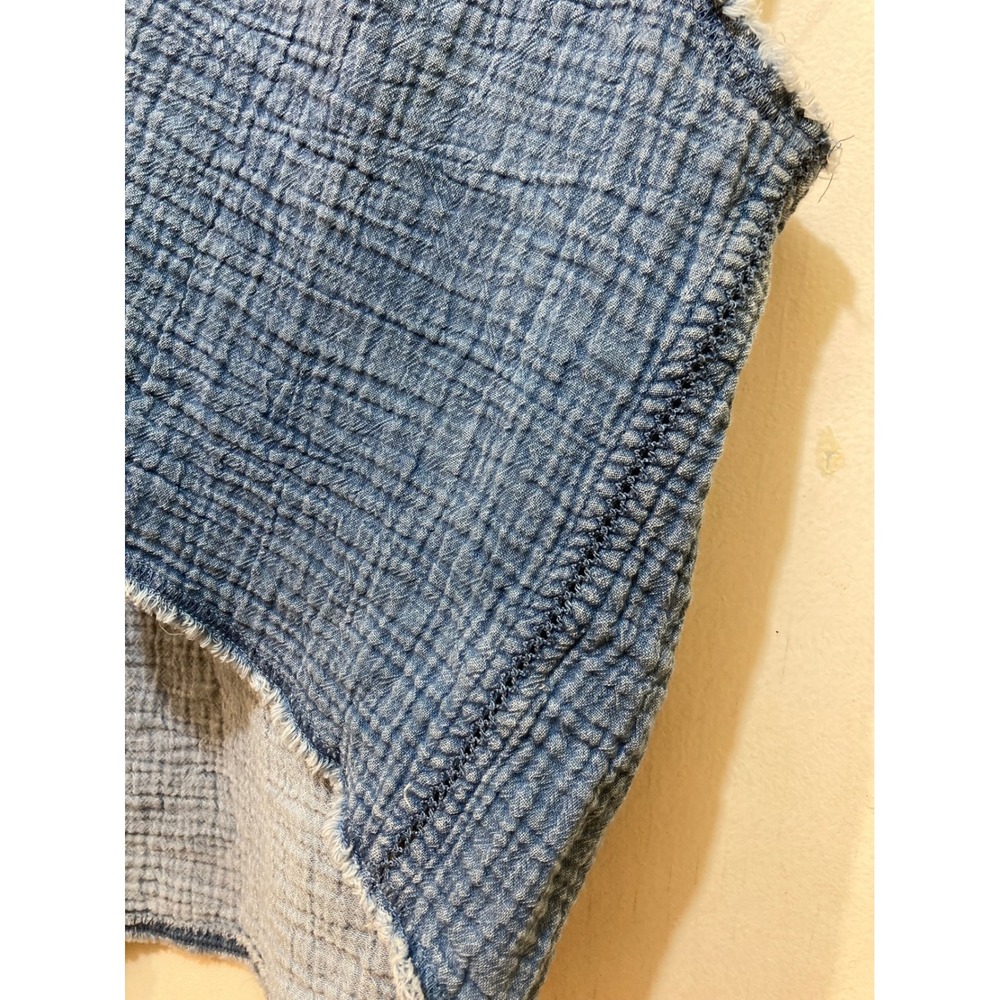 Aerie Double Gauze Crinkle Top M Sleeveless High Low Raw Hem Boho Coastal Beach - Picture 5 of 10